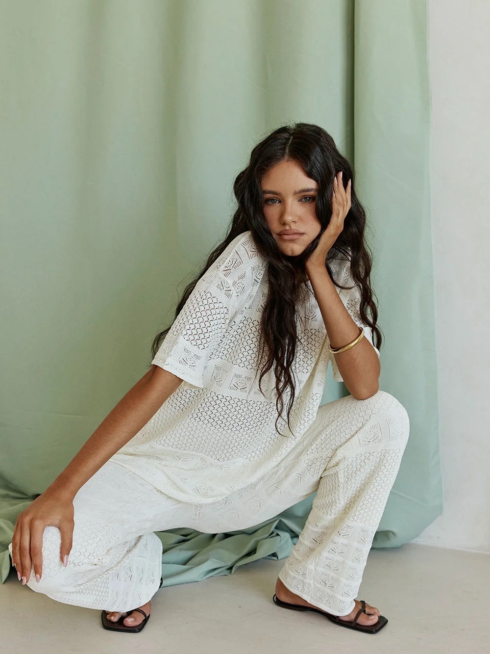 Sabo Skirt White Crochet Knit Nixie Set - Picture 4 of 11